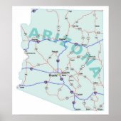 Poster Arizona Interstate Map Print (Devant)