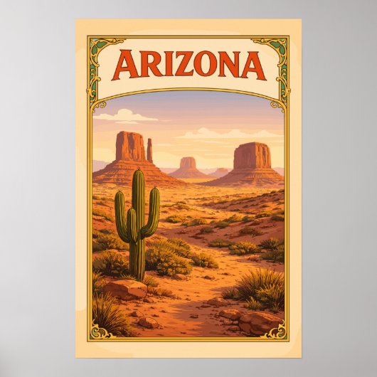 Poster Arizona Monument Valley Vintage (Devant)