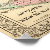 Poster Arizona, Nouveau-Mexique Carte par Mitchell (Coin)