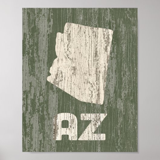 Poster Arizona Rustic Wood State Art Imprimer (Devant)