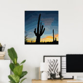 Poster Arizona Saguaro Cactus Sunset sud-ouest (Bureau à domicile)