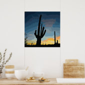 Poster Arizona Saguaro Cactus Sunset sud-ouest (Cuisine)