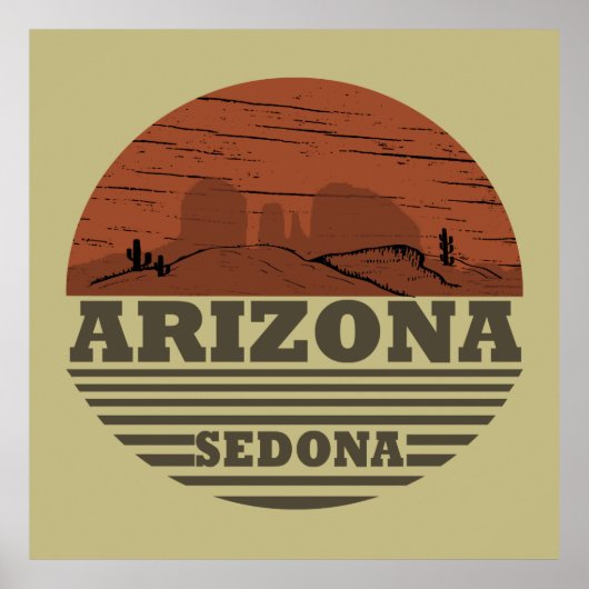 Poster Arizona Sedona paysage vintage az retro (Devant)