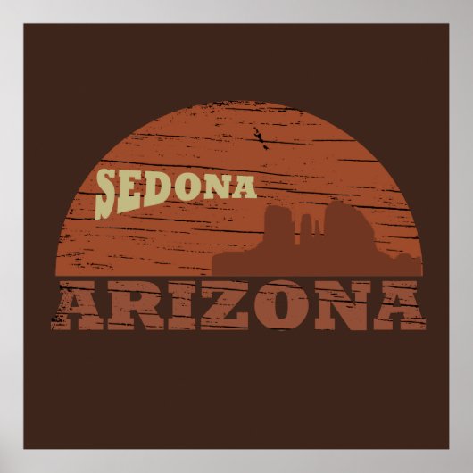 Poster Arizona Sedona paysage vintage az retro (Devant)