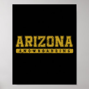 Poster Arizona Snowboard Jaune Texte Vintage