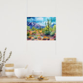 Poster Arizona Spring Flowers Aquarelle Paysage (Cuisine)
