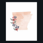 Poster Arkansas Floral Aquarelle Etat<br><div class="desc">Arkansas Floral Aquarelle Etat</div>