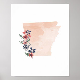 Poster Arkansas Floral Aquarelle Etat