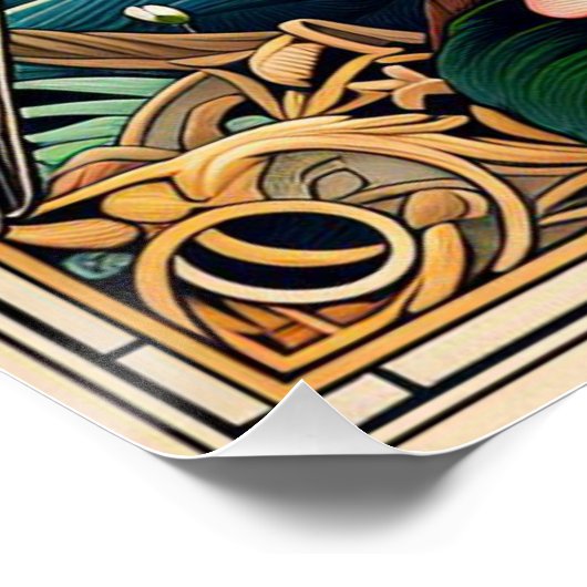 Poster Arkansas State Flower and Bird Design bleu rouge (Coin)