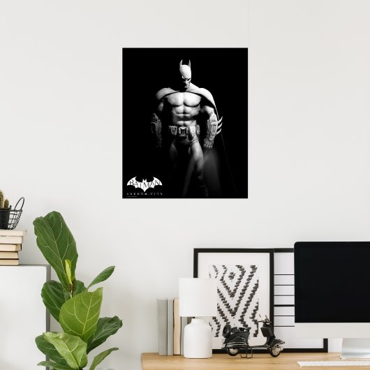 Poster Arkham | Pose large noir et blanc Batman (Bureau à domicile)