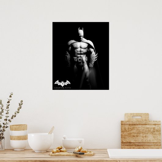 Poster Arkham | Pose large noir et blanc Batman (Cuisine)