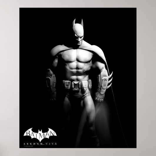 Poster Arkham | Pose large noir et blanc Batman (Devant)