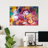 Poster Arlecchino et Colombina /Visages du Carnaval vénit (Bureau à domicile)