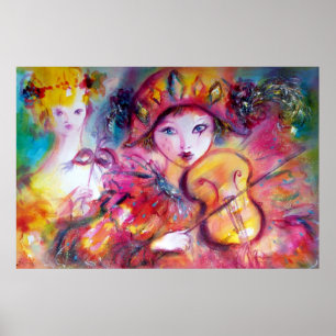 Poster Arlecchino et Colombina /Visages du Carnaval vénit