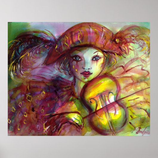 Poster ARLEQUIN JOUANT DU VIOLON / Carnaval de Venise (Devant)