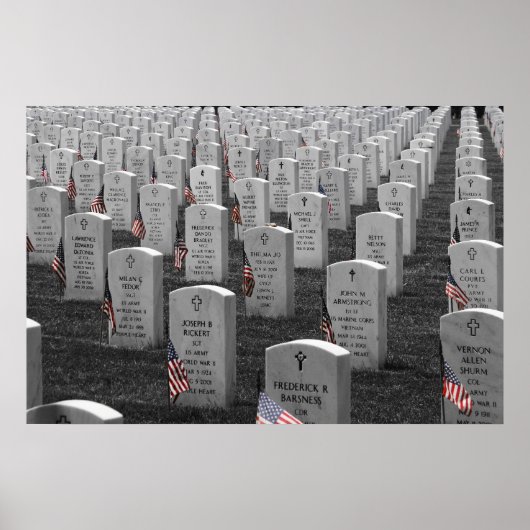 Poster Arlington B&W Drapeaux couleur (Devant)