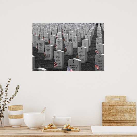 Poster Arlington B&W Drapeaux couleur (Cuisine)