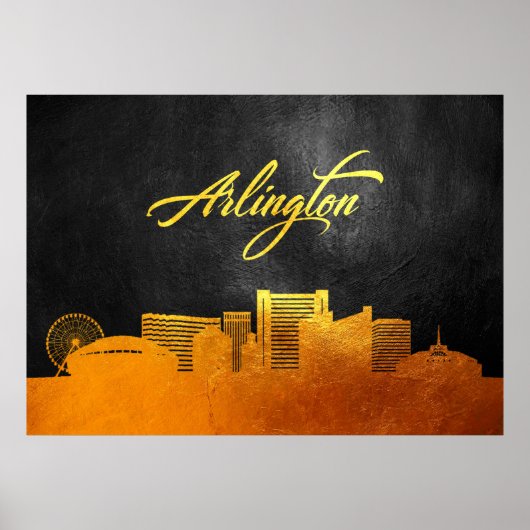 Poster Arlington Texas Gold Skyline (Devant)