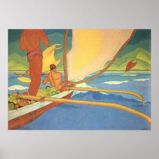 Poster Arman Manookian—Des hommes en canot à Outrigger (Devant)
