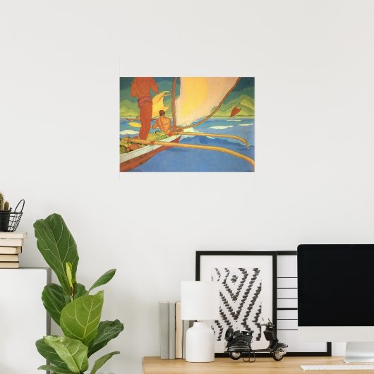 Poster Arman Manookian—Des hommes en canot à Outrigger (Bureau à domicile)