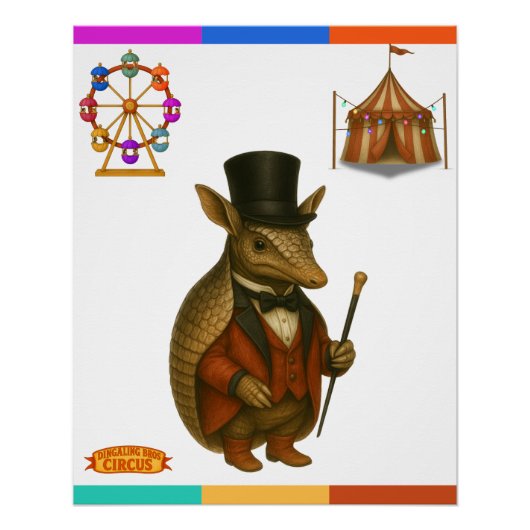 Poster Armand, armadillo ringmaster (Devant)