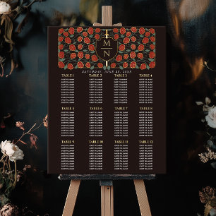 Poster Arme et Bouclier Monogramme médiéval Carte de sièg