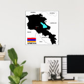Poster arménie pays carte politique drapeau (Bureau à domicile)