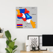 Poster arménie pays carte politique drapeau (Bureau à domicile)