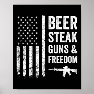 Poster Armes À Vapeur De Bière Et Liberté - Usa Bbq Ameri