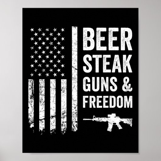 Poster Armes À Vapeur De Bière Et Liberté - Usa Bbq Ameri (Devant)