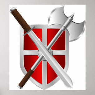 Poster Armes croisées sur le bouclier