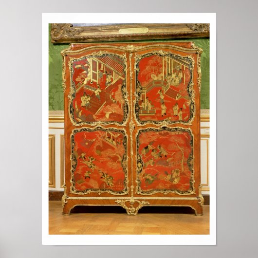Poster Armoire avec quatre panneaux de laque rouge de Chi (Devant)