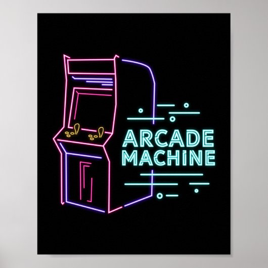 Poster Armoire d'arcade de machine Neon Arcade 80s rétro (Devant)
