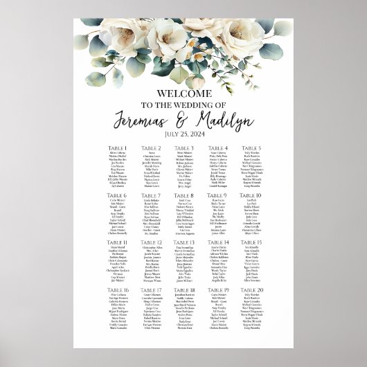 Poster Armoire de mariage élégante et verdoyante 20 table (Devant)