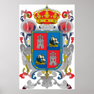 Poster Armoiries de Campeche Mexique Symbole officiel du