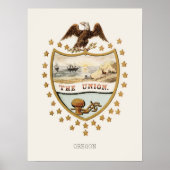 Poster Armoiries de Henry Mitchell Oregon State 1876 Rare (Devant)