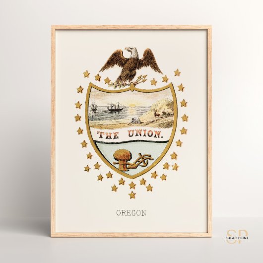 Poster Armoiries de Henry Mitchell Oregon State 1876 Rare