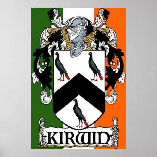 Poster Armoiries de Kirwin Drapeau irlandais Imprimer (Devant)
