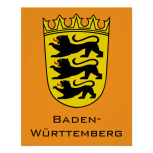 Poster Armoiries de l'État de Bade-Wurtemberg, œuvre d'ar