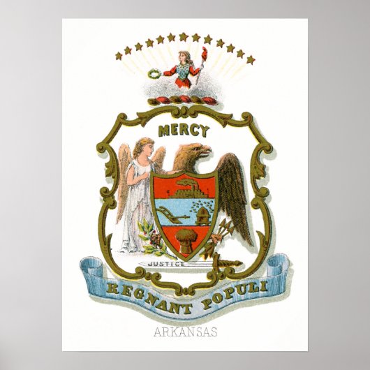 Poster Armoiries de l'État vintage de l'Arkansas (Devant)