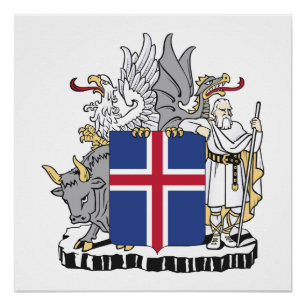 Poster Armoiries de pays Islande symbole emblème drapeau