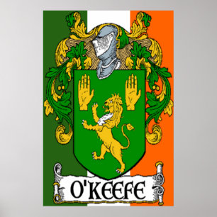 Poster Armoiries d'O'Keefe Drapeau irlandais Imprimer