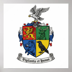 Poster Armoiries héraldiques de Vigilantia et Honos