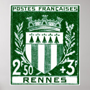 Poster Armoiries vintages de Rennes, France