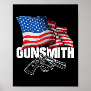 Poster Armurier Américain Patriote Drapeau Usa Style Rétr