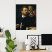 Poster Arnold Böcklin - Self-Portrait with Death (Bureau à domicile)