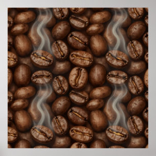 Poster Arôme de vapeur de grains de café fraîchement torr
