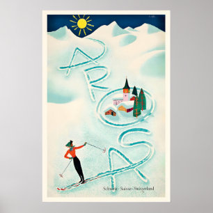 Poster Arosa Suisse Schweiz Switzerland Ski vintage