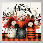 Poster Arrangement d'Halloween avec citrouilles (Devant)