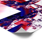 Poster Arrêt | Art fractal rouge et bleu (Coin)